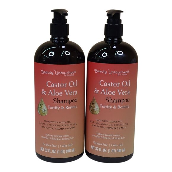 Beauty Untouched 2 pk Castor Oil & Aloe Vera Shampoo Jumbo Fortify & Restore - Picture 1 of 5